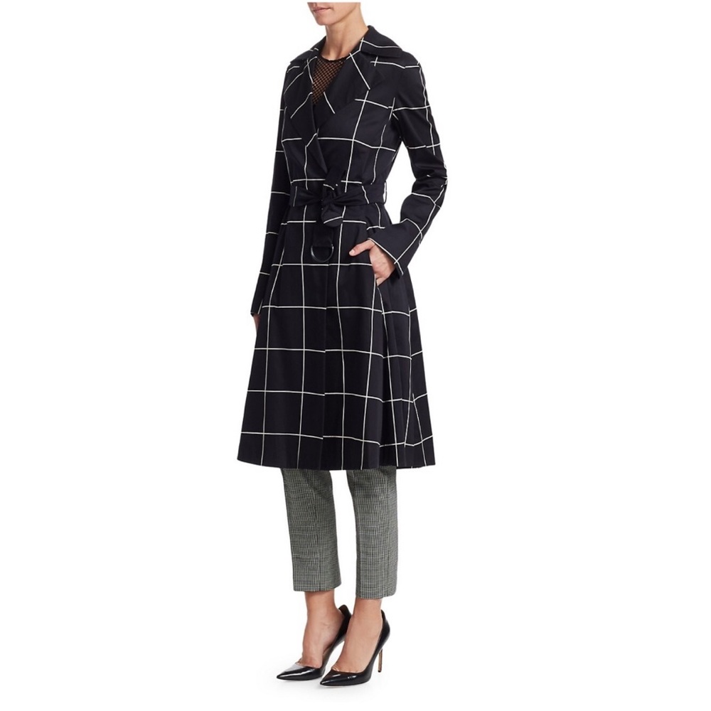 Akris punto Big Grid Belted Trench Coat, size 8 - Picture 6 of 14
